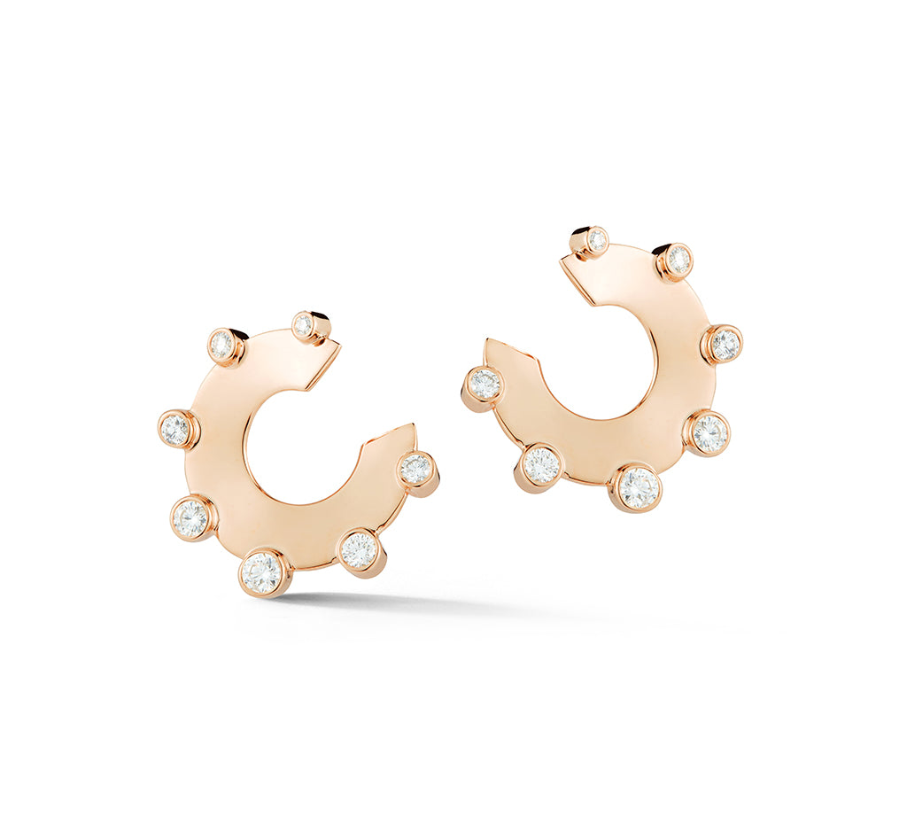 Prive Bezel Set Round Diamond Hoops