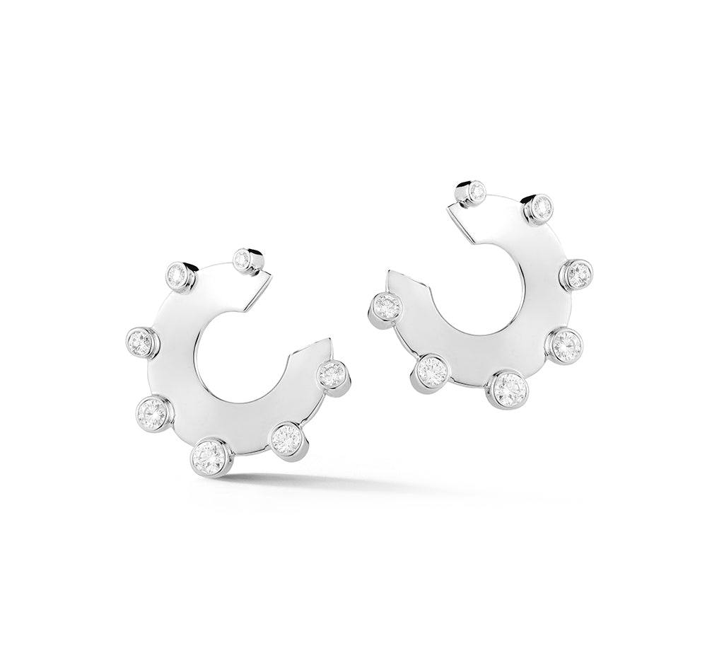 Prive Bezel Set Round Diamond Hoops
