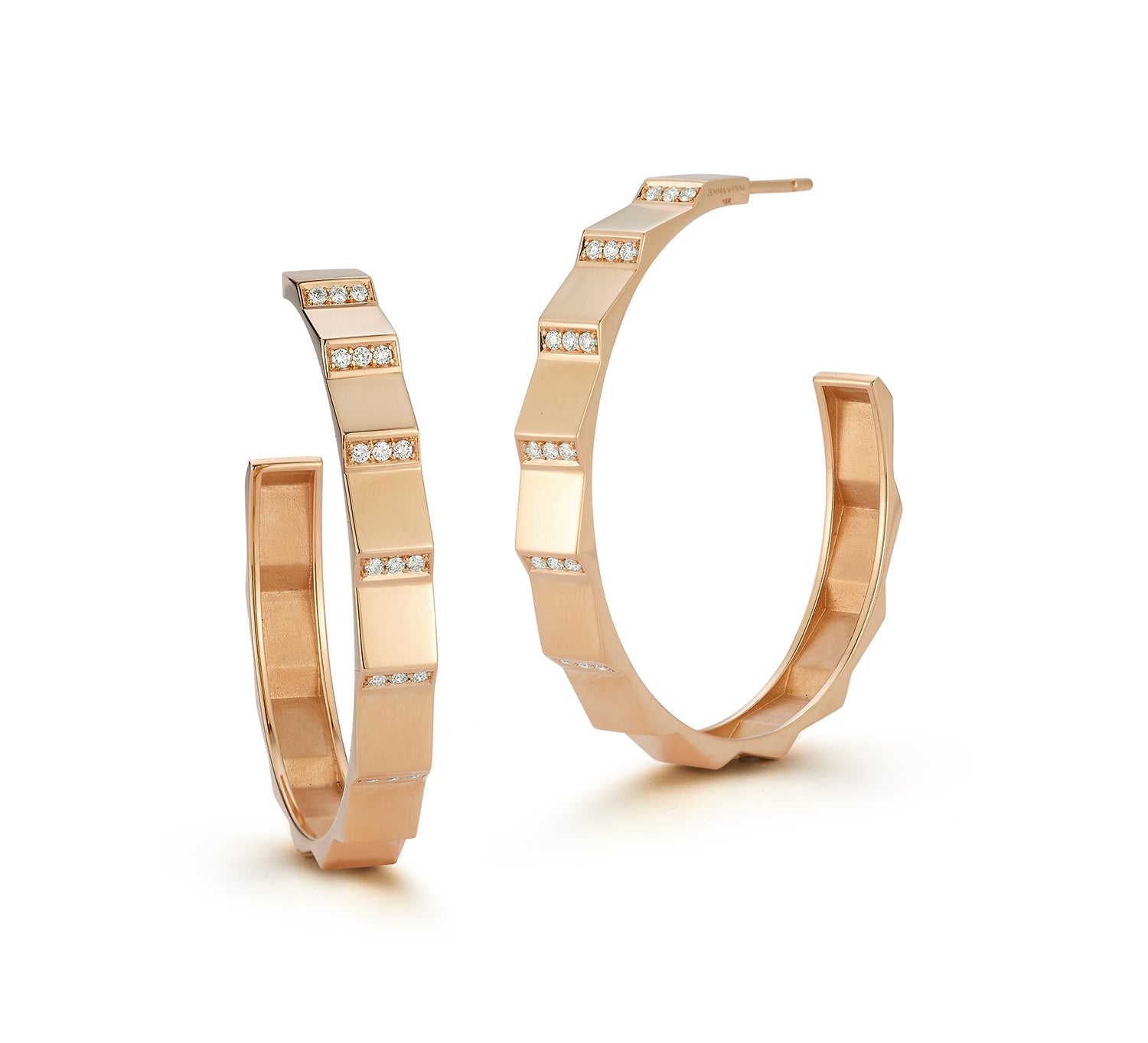 Escalator Large Gold and Diamond Hoops