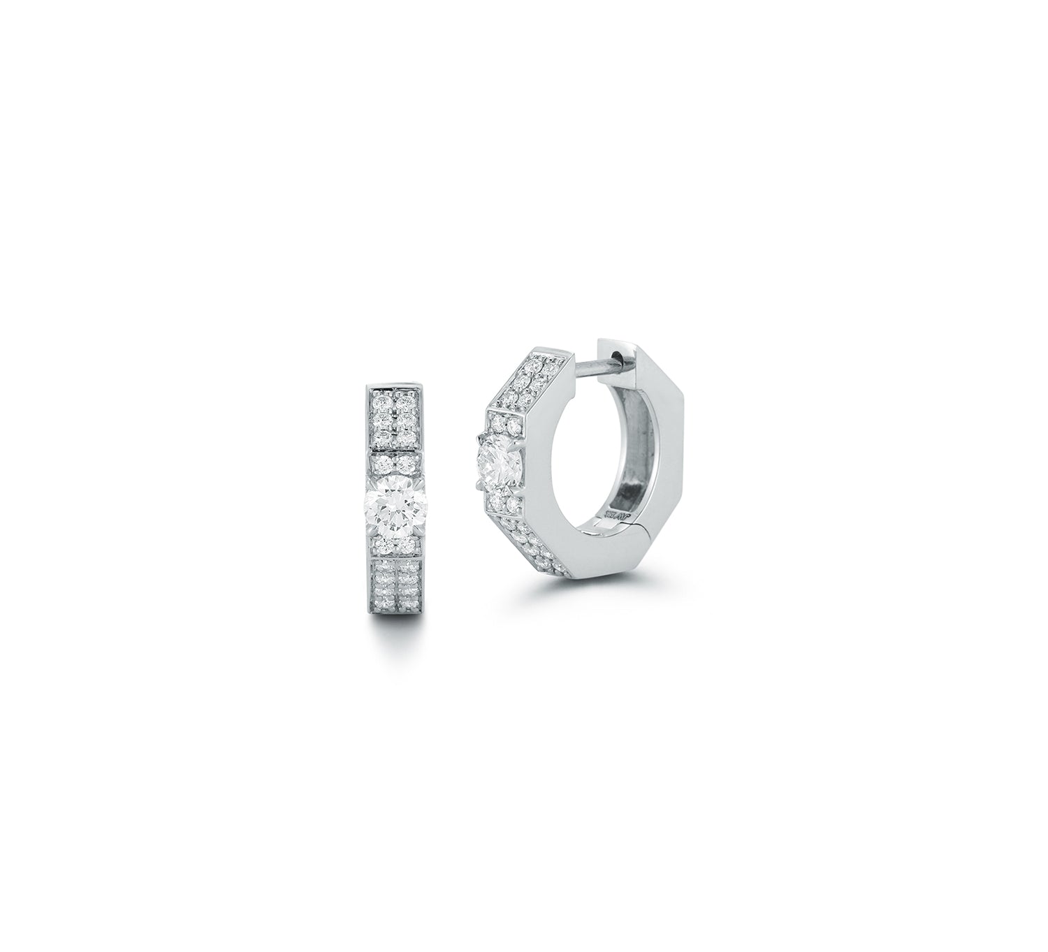 Escalator Pave Diamond Huggies with Diamond Round