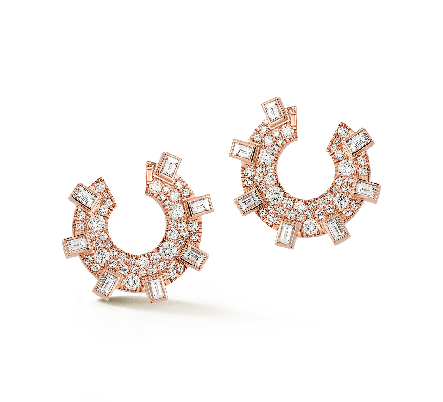 Prive Pave Diamond Baguette Hoops