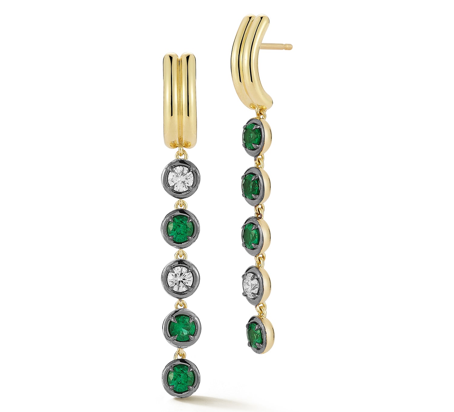 FORME 5-Stone Emerald and Diamond Drop Earrings
