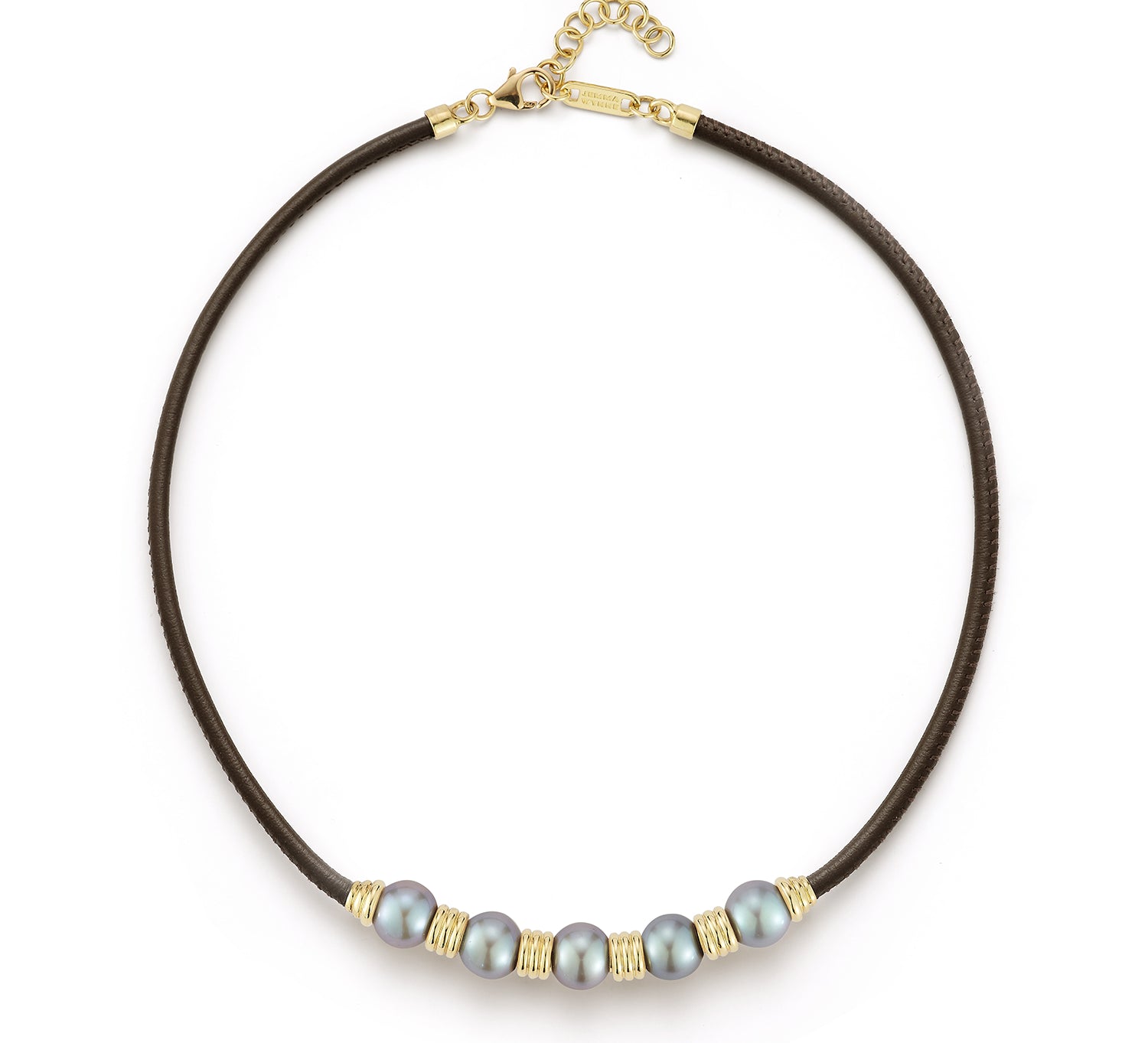 FORME Grey Pearl and Leather Choker