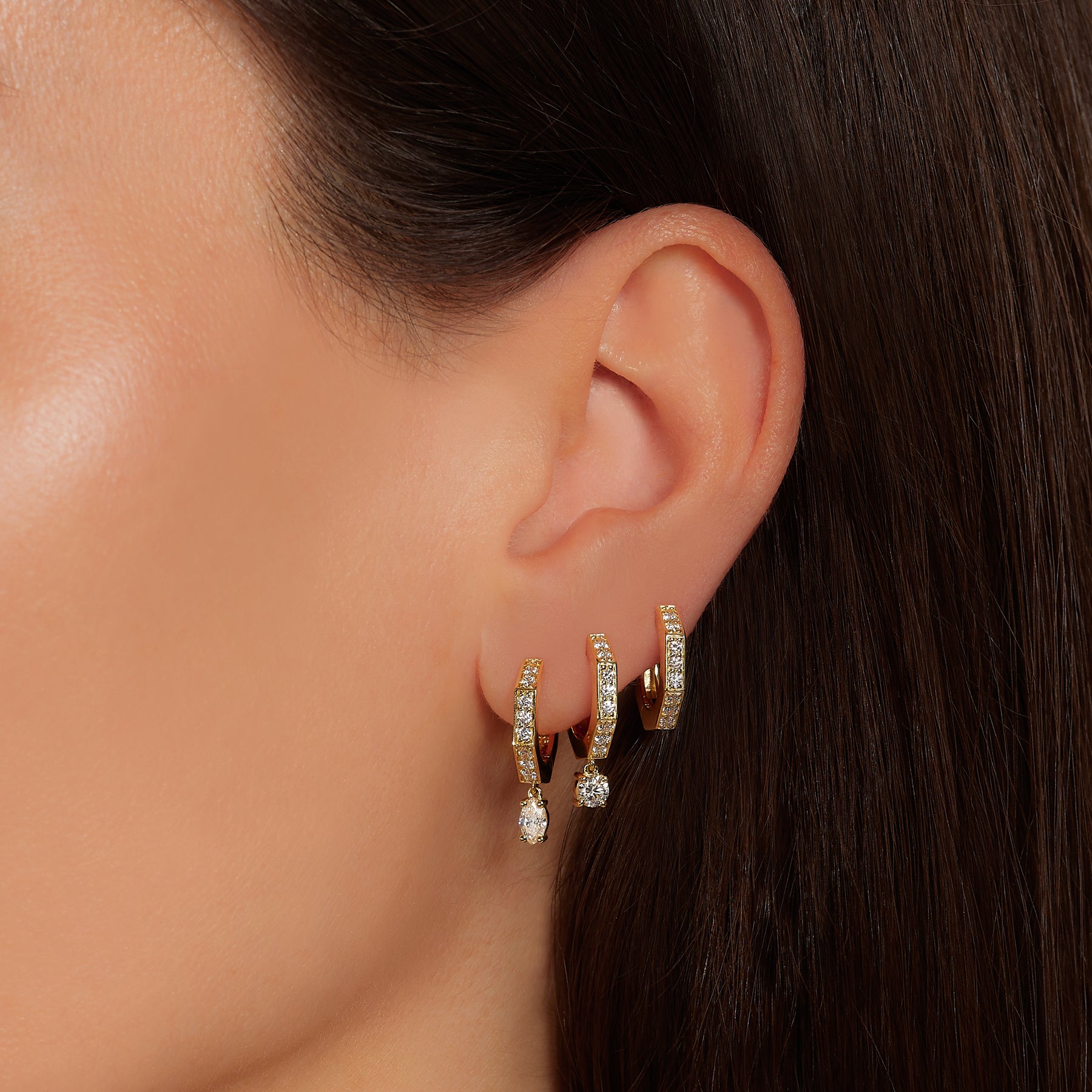 Escalator Thin Diamond Huggies - Main Image