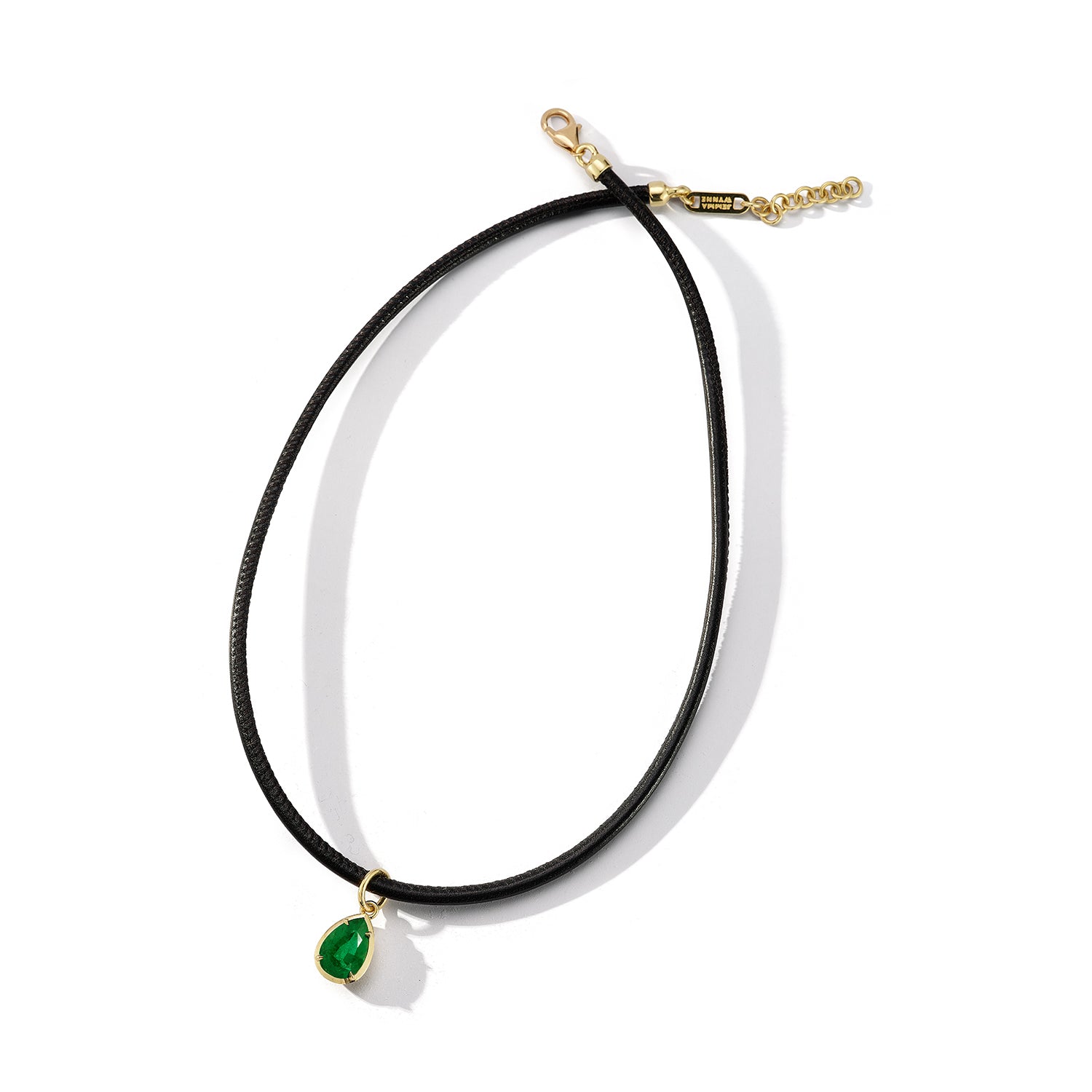 Connexion Emerald Pear and Leather Cord Necklace – Jemma Wynne
