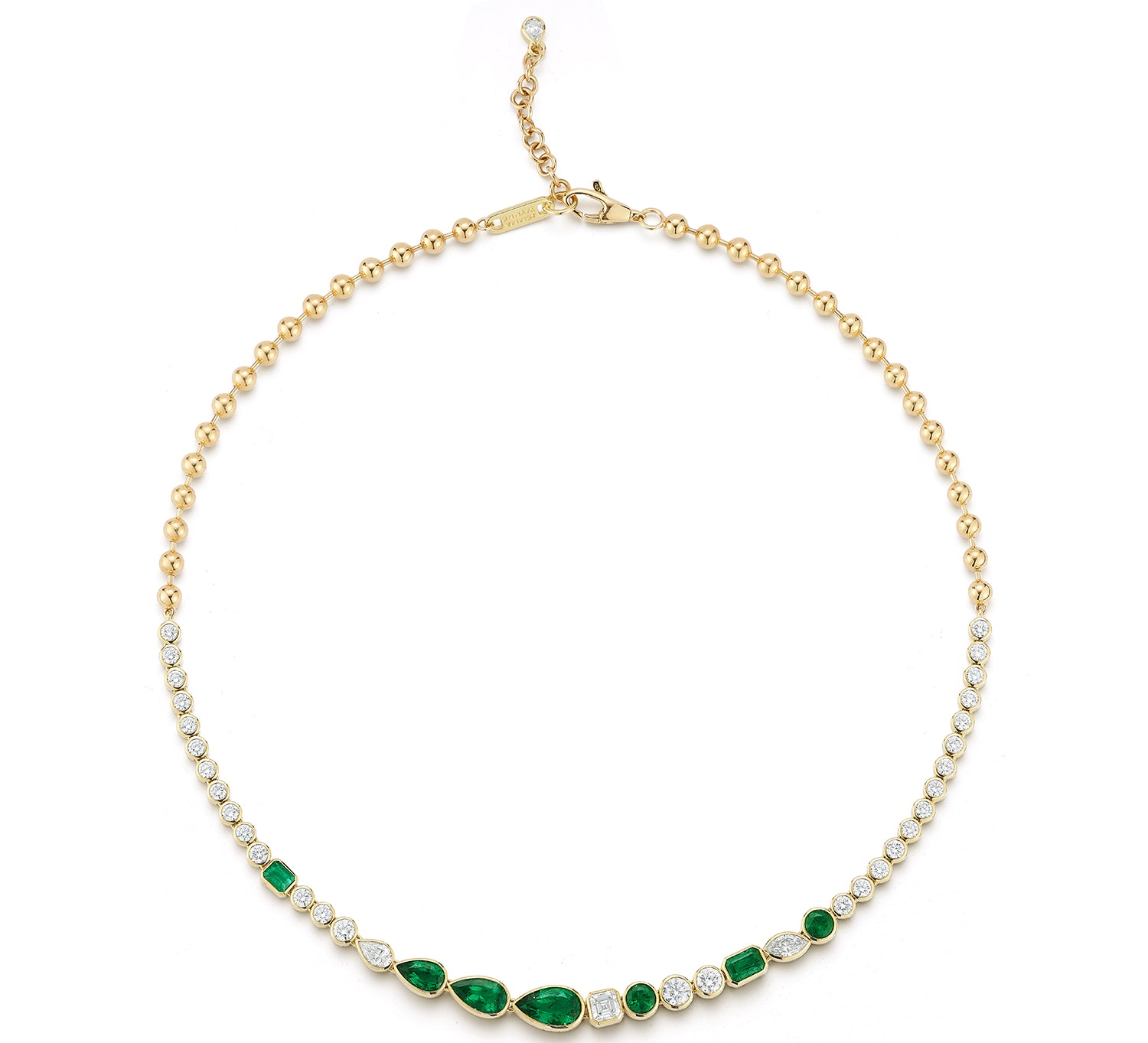 Chaos Emerald and Diamond Tennis Necklace