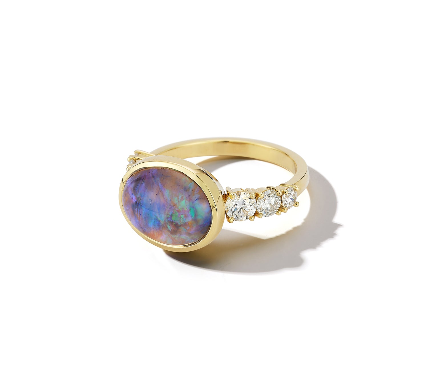 Toujours Black Opal and Diamond Oval Ring
