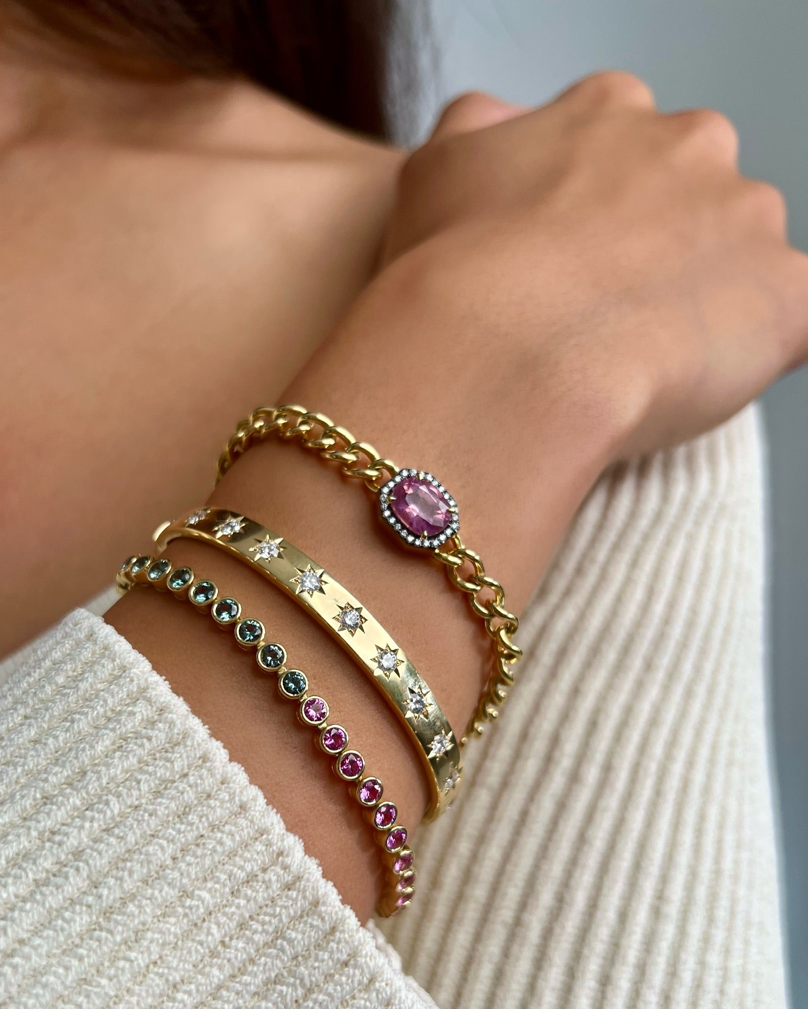 Anniversary Magenta and Orange Sapphire Tennis Bracelet – Jemma Wynne