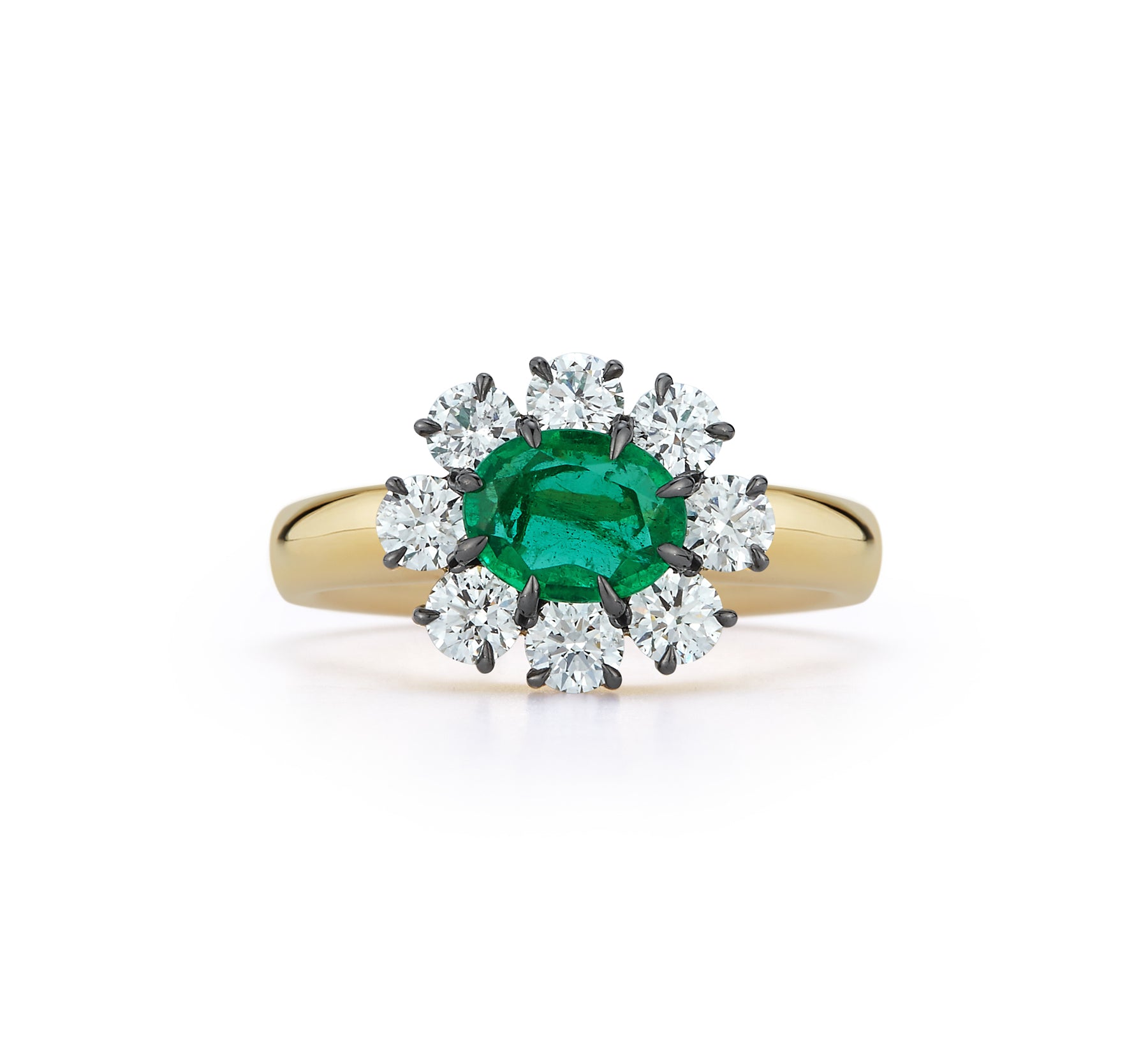 Toujours Emerald and Diamond Flower Ring