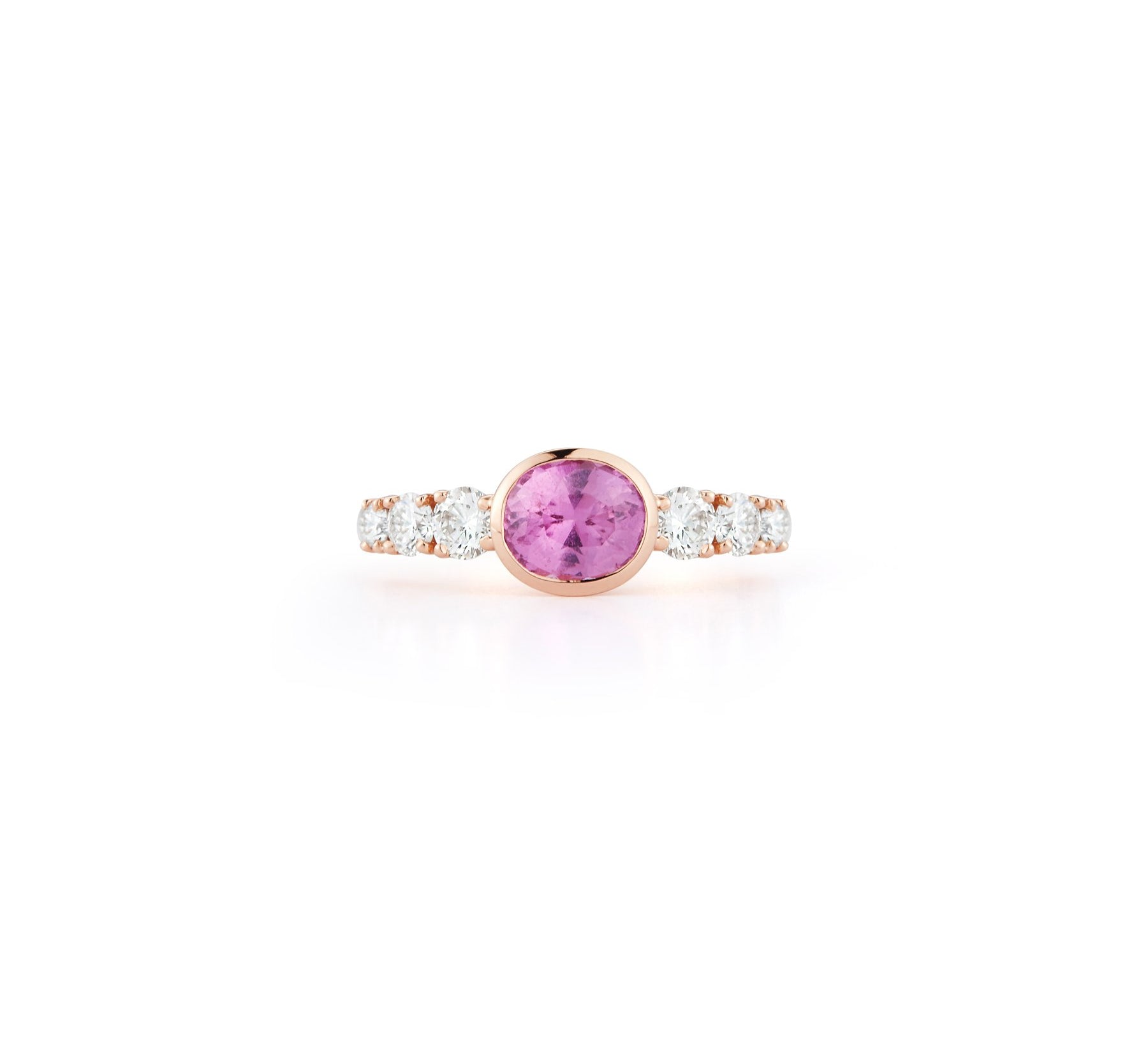 Toujours Bezel Set Oval Pink Sapphire and Diamond Ring
